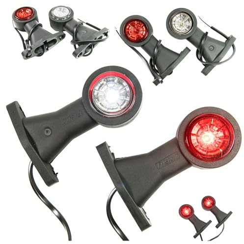 Web Truck 2 x LED Gummi Begrenzungsleuchte Seitenleuchte 12V 24V mit E-Prüfzeichen Positionsleuchte Auto LKW PKW Wohnwagen KFZ Lampe Leuchte Licht Weiß Rot lang