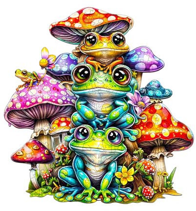 Jigfoxy Holzpuzzle Erwachsene, Frosch Holz Puzzle Erwachsen, Wooden Puzzle Holz Puzzle Erwachsen Und Kinder, Einzigartiges Lernspielzeug in Tierform für Freunde der Familie L-34 * 32.7cm-260pcs