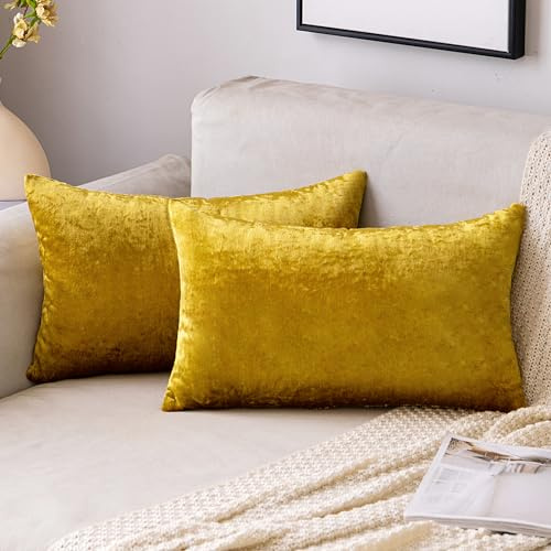 EMEMA Kissenbezug 40x60 Samt Dekokissen Weihnachten Golden Sofakissen | Kissenhülle Dekorative Pillow Case Home Decoration Lendenkissen Wurfkissenbezug Sofa Wohnzimmer Schlafzimmer 2er Set