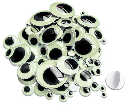 TOAOB 100 Stück Wackelaugen Selbstklebend 6 mm bis 35 mm Fluoreszierende | Kunststoff Rund Kulleraugen Selbstklebend Wiggle Googly Augen Puppe Augen Aufkleber für DIY Bastelaugen Scrapbooking Handwerk
