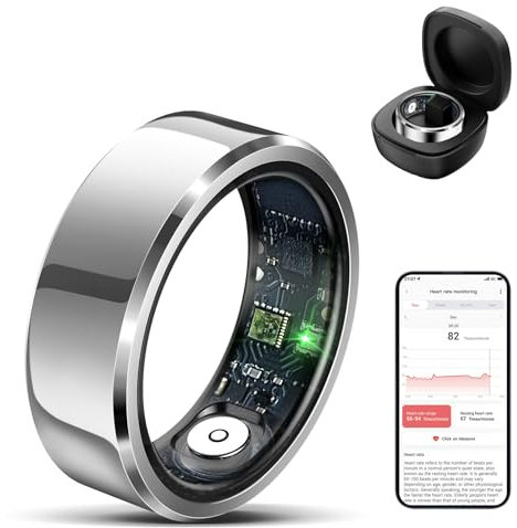 feifuns Smart Rings Wearable, Fitness Trackers with Multiple Sport Modes, Sleep Tracking - Heart Rate - Blood Oxygen - Temperature Trends - IP68 Waterproof (Silver, 9#)