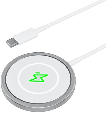 Chargeur Sans Fil Magnétique Mag-Safe USB C 15 W pour iPhone, Charge Inductive Compatible avec Les Séries iPhone 16/15/14/13/12, Câble de 1,5 m