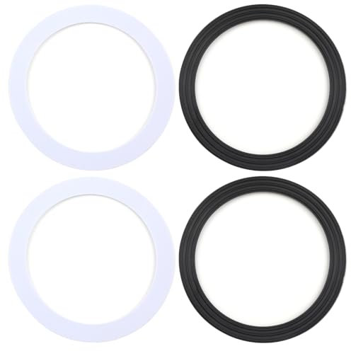 4 PCS Sink Plug Rubber Seal 110mm Sink O Ring Seal Washer Rubber O-Ring Sealing Gasket Washers Gaskets Bath Seal Set for Toilet Drain Kitchen Sink Basket Strainer Waste Bathroom (Black & White)