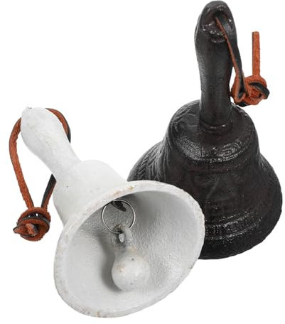 FUNOMOCYA 2piezas Campanas De Mano Campana De Escritorio De Hierro con Relieve Vintage Timbre De para Restaurante Timbre De Mano Metálico para Bar