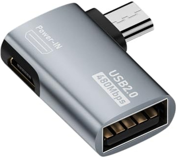 Xuodawer - Adaptador de cable OTG 4K con alimentación Micro-USB a USB en ángulo. Adecuado para Tableta, TV (Derecha)