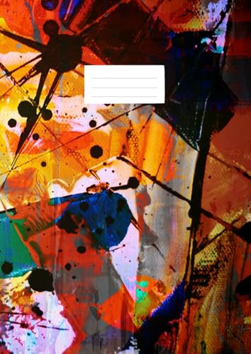 DIN A4 Notizbuch, 120 Seiten, kariert mit Rand (Lineatur 28), 21x29,7cm (8.27x11.69 inches), Acryl Farbe auf Canvas: 5x5mm Kästchen, Notizbheft, ... Studium, Beruf & Privat, Abstrakte Kunst