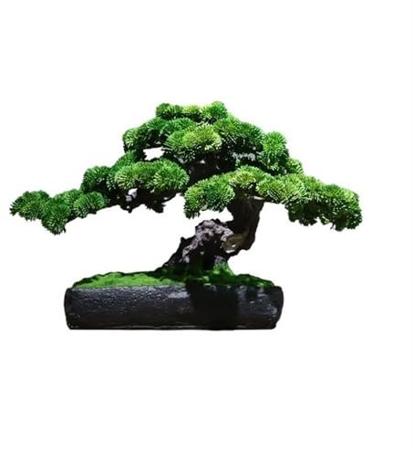 FAJNUZI2024 Künstliche Bonsai Wohnzimmer Tee Zimmer Eingang Desktop Dekorationen Micro-landschaftsbau Simulation Grün Bonsai Indoor Willkommen Kiefer Ornamente Kunstbaum Bonsai