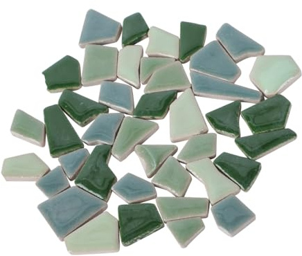 Carrelage Mosaïque en Céramique Vert 500g, Tesselles Irrégulières | Bords Réguliers, Lot Solide, Jardin et Décoration, Pièces DIY pour Assemblage Créatif