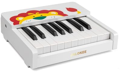 JALOKEE Barn pianotangentbord, 18 tangenter digital piano för barn, minimusik pedagogisk instrument, leksak, träleksak för småbarn flickor pojkar (Vit)