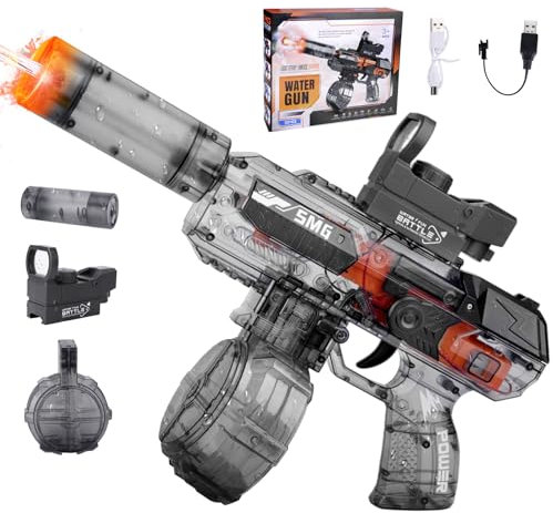 Vibbang Pistola de Agua Eléctrica, Pistolas de Agua Automáticas, 6-8 m Pistola de Aguas de Largo Alcance, 500CC Gran Capacidad, Potente de Juguete para Fiestas de Verano en Piscina
