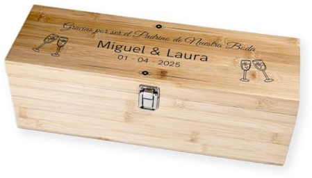 LOBRI. Caja de Vino Personalizada de Madera con Grabado Láser – Regalo Original para Hombre, Padre, Novio o Padrino – Incluye Accesorios de Vino – Idea para Cumpleaños, Boda o Aniversario