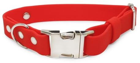 BURA Wasserdichter Hundehalsband – Geruchshemmend, Leicht zu Reinigen, Langlebig, Allergikerfreundlich, Verstellbar, Modernes Design – Ideal für Alltag und Outdoor-Aktivitäten (rot, S)