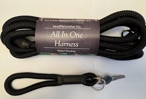 All in One No Pull Leash/Harness - Lead Me Leash - No Neck Damage - Stops Pulling_Black-with Matching Key Chain
