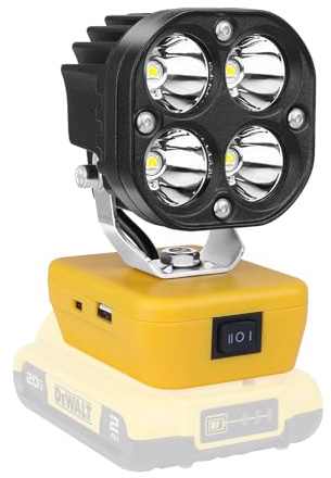 RIGIDON recargable portatil foco trabajo led para batería Dewalt 18V /20V | sin batería, 4 pulgadas, 40W 4000lm, foco led Lámpara, para camping trabajo pesca construcción, emergencia, 6000K blanca