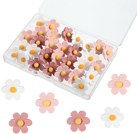 30 Stück Blumige Pinnnadeln - Pinnwand Blumen Pinnwandnadeln Pins für Pinnwand Kork - Zeichennadeln Heftzwecken Pinnadeln Bunt Blumen für Büro, Schule, Zuhause, Fotowand, Haus, Dekorative Stecknadeln