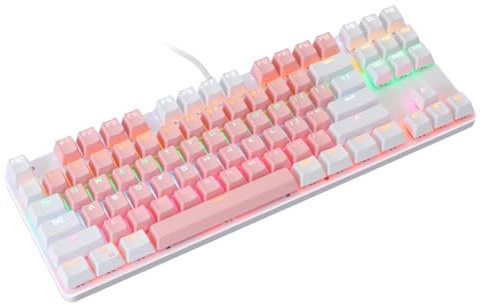 Lurrose Clavier Mécanique USB Clés Rétroéclairé pour Gamer Design Élégant Et Performances pour Bureau Jeu