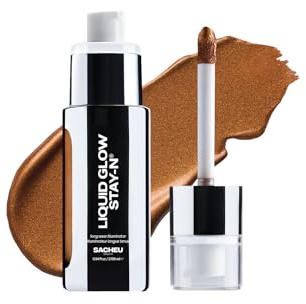 Sacheu Liquid Glow STAY-N Liquid Highlighter & Illuminator Makeup — 30ml Long Lasting Luminous Glow Lightweight Dewy Finish, Toasty Glaze