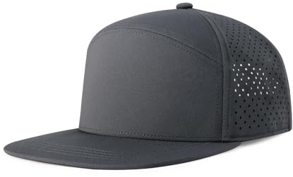 BOTVELA Men Flat Brim Snapback Adjustable Performance Hat Laser Perforated Baseball Cap