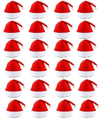 VFZILH 24 Stück Weihnachtsmann Hüte Erwachsene, Verdickte Weihnachtsmütze Plus Größe, Klassische Rote Nikolausmützen für Damen & Herren, Weihnachtsmützen Erwachsene für Party & Nikolaus Fest