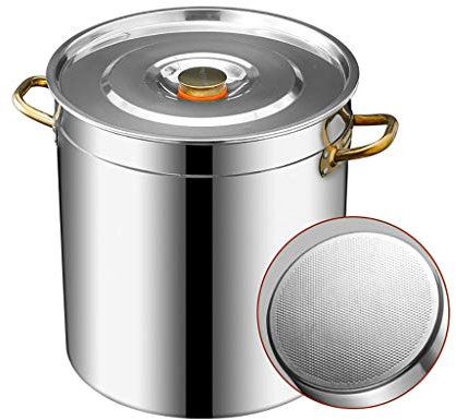 GXXINGIN Olla Comercial de 10-70 L, de Acero Inoxidable 304, para Sopa, guisos o Aceite, con Tapa para Cocina de Gas o de inducción (tamaño: 10 L)