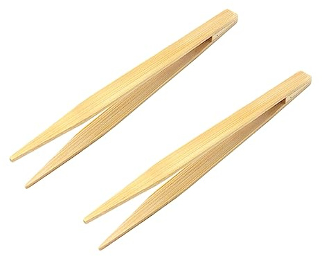 HANABASS 2 Piezas Pinzas de Alimentación para Reptiles Clip de Bamboo Antiestático para Mascotas Herramienta de Alimentación y Duradera