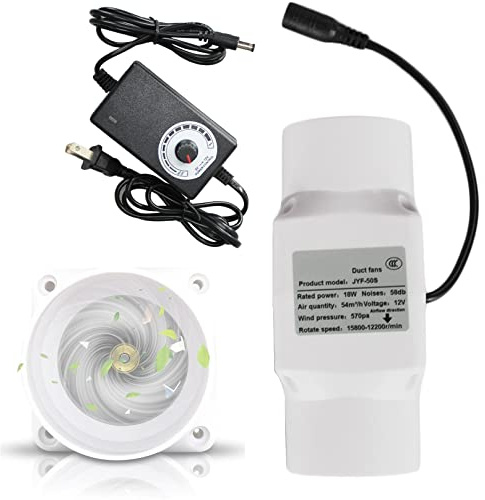 Ventilatore di Scarico in Linea a Forte velocità del Vento, estrattore per condotti da 2 Pollici e 18 W, 12 V, 32 Cfm, diffusore d'Aria per Riscaldamento, Raffreddamento, Serra, Te