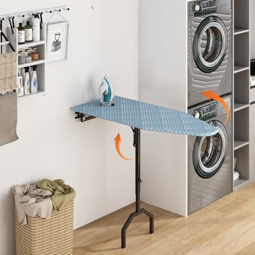 GILLAS Ironing Board Wall & Door Mountable, Ironing Board Small Full Size for Iron Rest & Clothes, Tabletop Ironing Boards, Ironing Stand Iron Boards Ironing Table Rustic