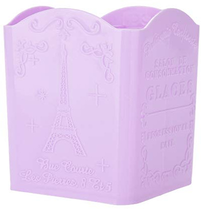 YIZISECCE for 3 Color Storage Box for Stationery, Cosmetic & Manicure Tools with Eiffel Tower Pattern (Purple)