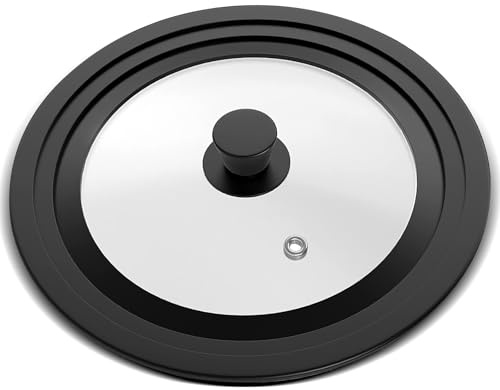 Silicone Lid for Frying Pans Fits 28/30/32cm Diameter Cookware | Universal Pan Lid Cookware Lids Tempered Glass with Heat - Resistant Silicone Rim, Insulates and Reduces Heat Loss