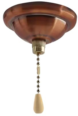 FSLiving Bathroom Light Pull Cord and Fitting Kit, Copper Red Antique Bathroom Light Switch with Ceiling Pendant Cord, Chain Length 150 cm for Ceiling Light Fan, Bathroom Light PJ1006