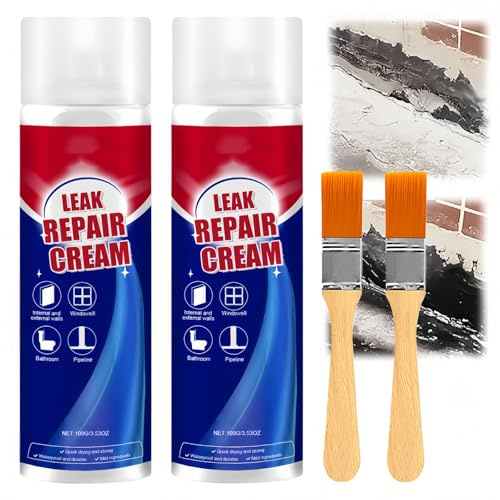2-Pack Heavy-Duty Concrete Sealer & Crack Filler Outdoor,Waterproof Adhesive,Glue & Bonding Agent for Brick,Cement,Stone & Multi-Surface Repair,(100ml x 2) with Brush