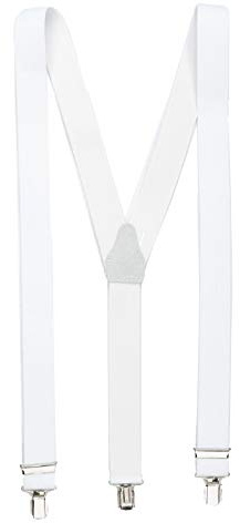 shenky Weißer hochwertiger Hosenträger mit 3 Clips Klips Y-Form