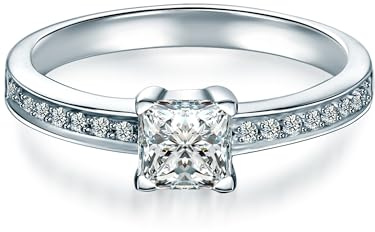 Trilani Damen-Ring Sterling Silber Zirkonia weiß im Brillantschliff - Verlobungsring Silberring Damen mit Stein Antragsring