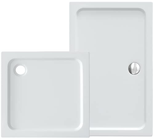 VILSTEIN® Duschwanne Sanitäracryl [70x70cm] - Stilvolle Duschtasse - Duschwanne Komplettset inkl. Siphon - 5cm flaches Duschbecken mit Gefälle & Glasfaserverstärkung - Hochglanz Weiß