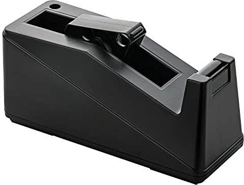 haggiy Klebebandabroller – schwerer (1,3 kg) Tischabroller in Schwarz, kompatibel mit 25 mm und 76 mm Kernen, rutschfest und langlebig für Büro oder Haushalt