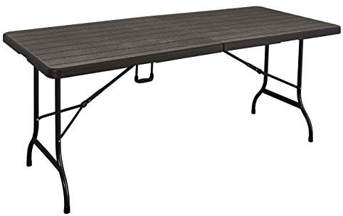 KG KITGARDEN Mesa Plegable Portátil Multifuncional, 180x74x74cm, Imitación a Madera, Marrón