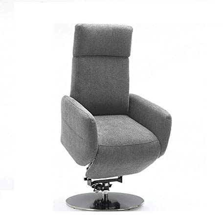 Cavadore TV-Sessel Cobra, Fernsehsessel mit 2 E-Motoren, Akku und Aufstehhilfe, Relaxfunktion, Liegefunktion, Ergonomie S, 71 x 108 x 82, Belastbar bis 130 kg, hellgrau