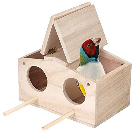 Nido di Legno Gabbia per Uccelli per Uccelli Nidi per Uccelli Nido per Pappagalli Casetta Uccellini Casetta per Uccellini da Esterno,23x12,9x12,5 cm