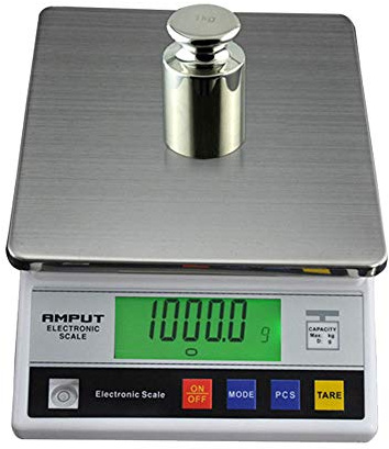Feinwaage Präzisionswaage Küchenwaage Digitalwaage (7,5 g / 0,1 g, LCD Display, Stellfläche 18x18 cm)