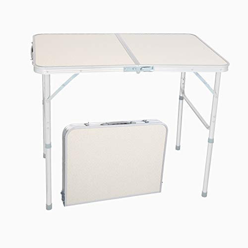 GLARRY Table pliante en aluminium, 90 x 60 x (40-70) CM pour pique-nique camping barbecue, tables d'extérieur portables avec poignée de transport