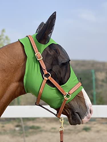 TGW RIDING Hästflugmask superkomfort hästflugmask elastisk flugmask med öron (L, jägargrön)