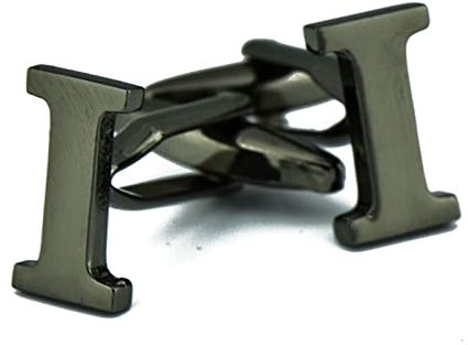 Stfery Manschettenknöpfe Buchstaben Schwarz, Manschettenknöpfe Männer Kupfer Cufflinks Buchstabe I Schmuck Geschenk