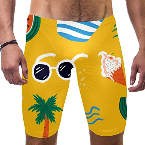 HUI JIN SHOP Badeanzug mit Wassermelonen-Brille für Herren und Jungen, Wettkampf-Schoß-Badeanzug, quadratisches Bein, Ausdauertraining, mehrfarbig, Verschiedene Größen
