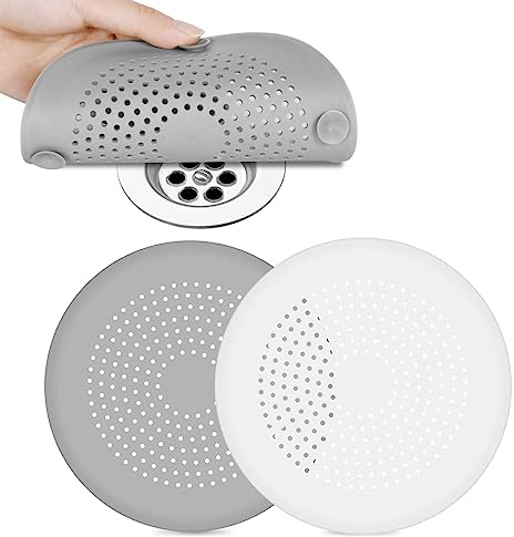 Flintronic 2 x silikonfilter för dusch och badkar med starka hopfällbara sugkoppar