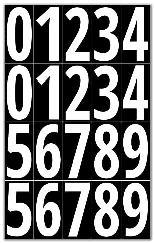 400 Stück, 75 mm - Zahlen Aufkleber, Klebezahlen Wetterfest Nummern Sticker - Weiße Zahlen