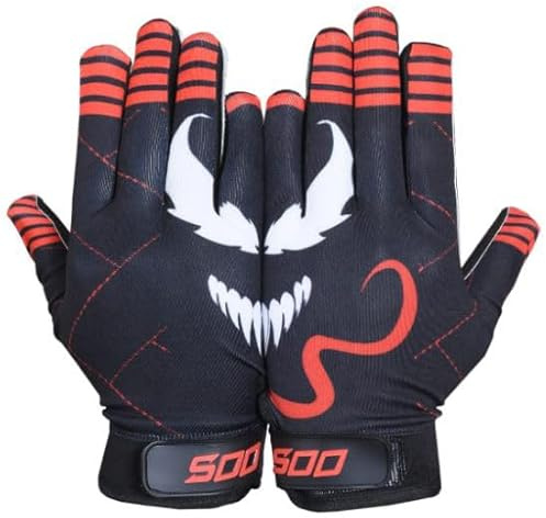 American Football Gloves Youth Kids Non-Slip Palm Receivers, Rugby Gloves gloves for Boys Girls Flexible Stretch Protection Sticky Receiver Football Gloves Waterproof Professional Fit for All (M)