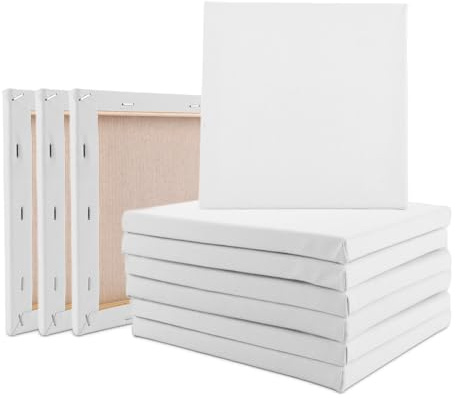 FWEEK 12 Stück Kleine Leinwände Set, Leinwand mit Keilrahmen 20 x 20cm, 100% Baumwolle Leinwandbrett Künstler Keilrahmen für Acryl und Öl Malerei Sowie zum Skizzieren und Zeichnen