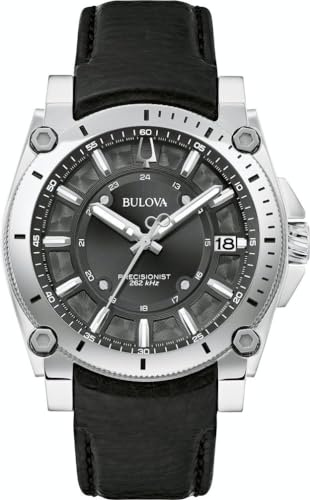 Bulova Misc Classic Chronograph Uhr für Herren in der Farbe Schwarz mit Armband aus Leder, Wasserdichtigkeit: 10 bar, Gehäusedurchmesser: 40 mm, 96B416