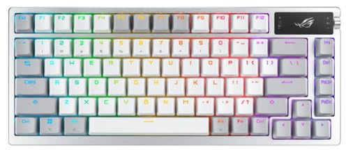 ASUS ROG Azoth 75 Clavier de jeu personnalisé sans fil, écran OLED, montage sur joint, amortissement à trois couches, commutateurs et stabilisateurs de clavier ROG NX Brown pré-lubrifiés remplaçables