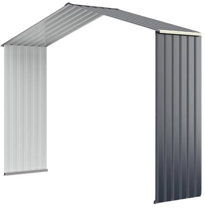 HOMASIS Cobertizo metálico para Herramientas, con 4 Ventanas de ventilación y 2 Puertas, cobertizo de jardín con tejado Resistente a la Intemperie obertizo, Gris (Sólo extendido 277x191x202cm)